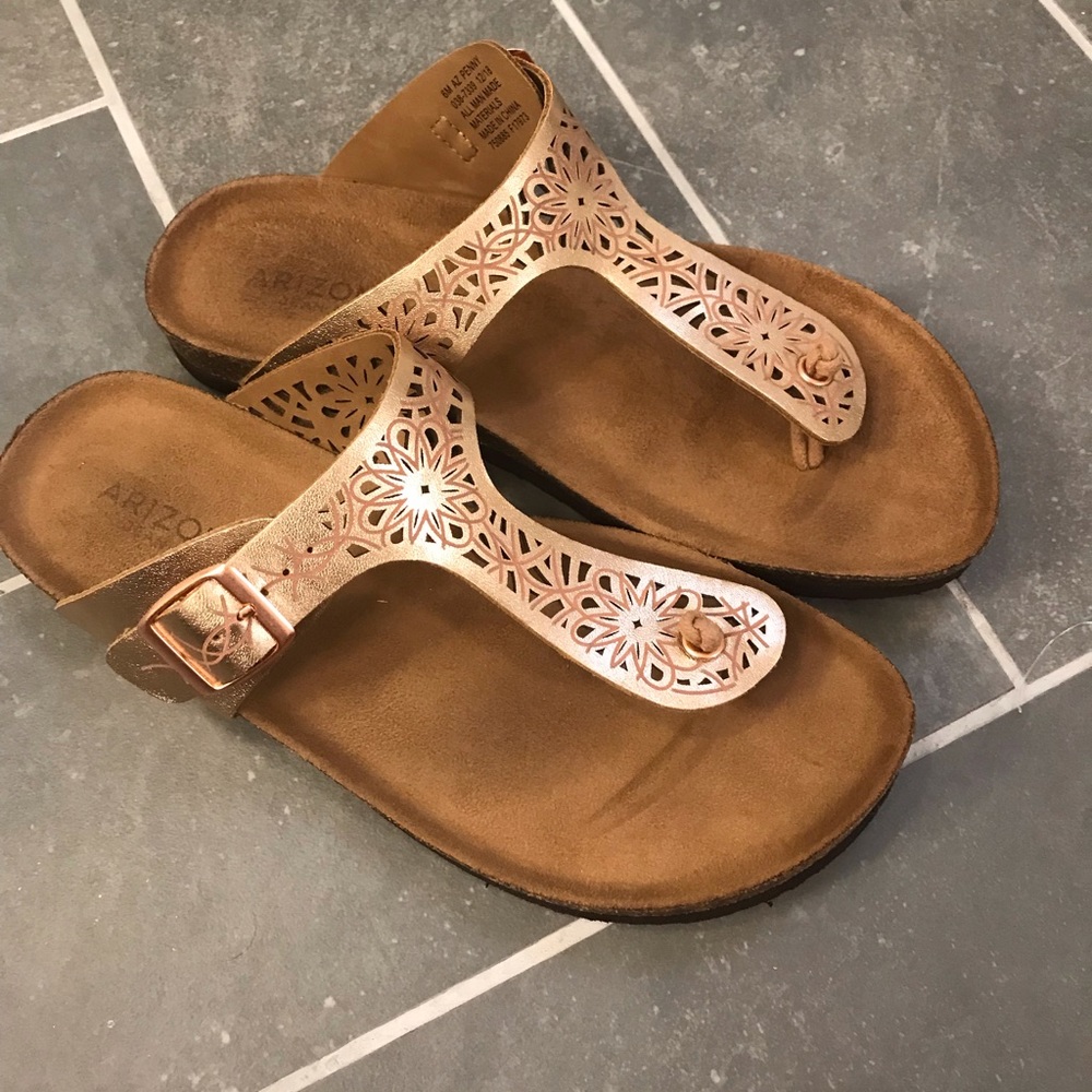 Rose gold footbed sandals